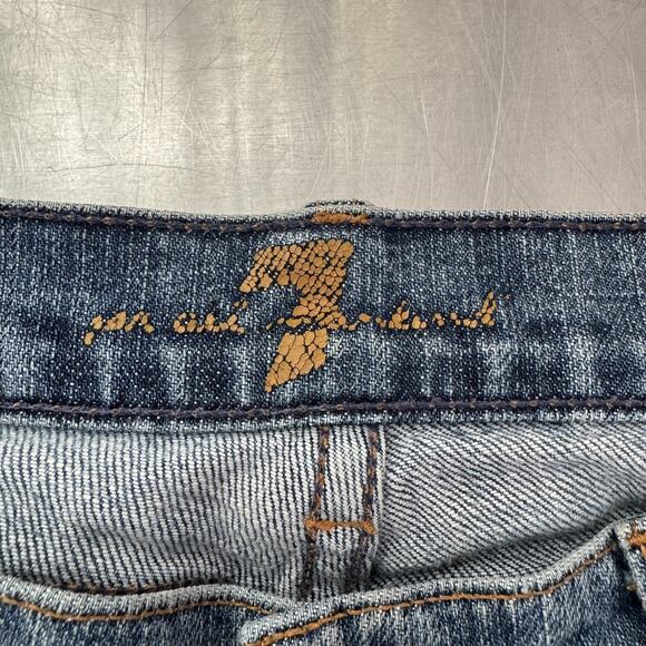 7 For All Mankind Jeans Womens 30 Flare Stretch Denim Distressed Made in USA - Picture 5 of 16